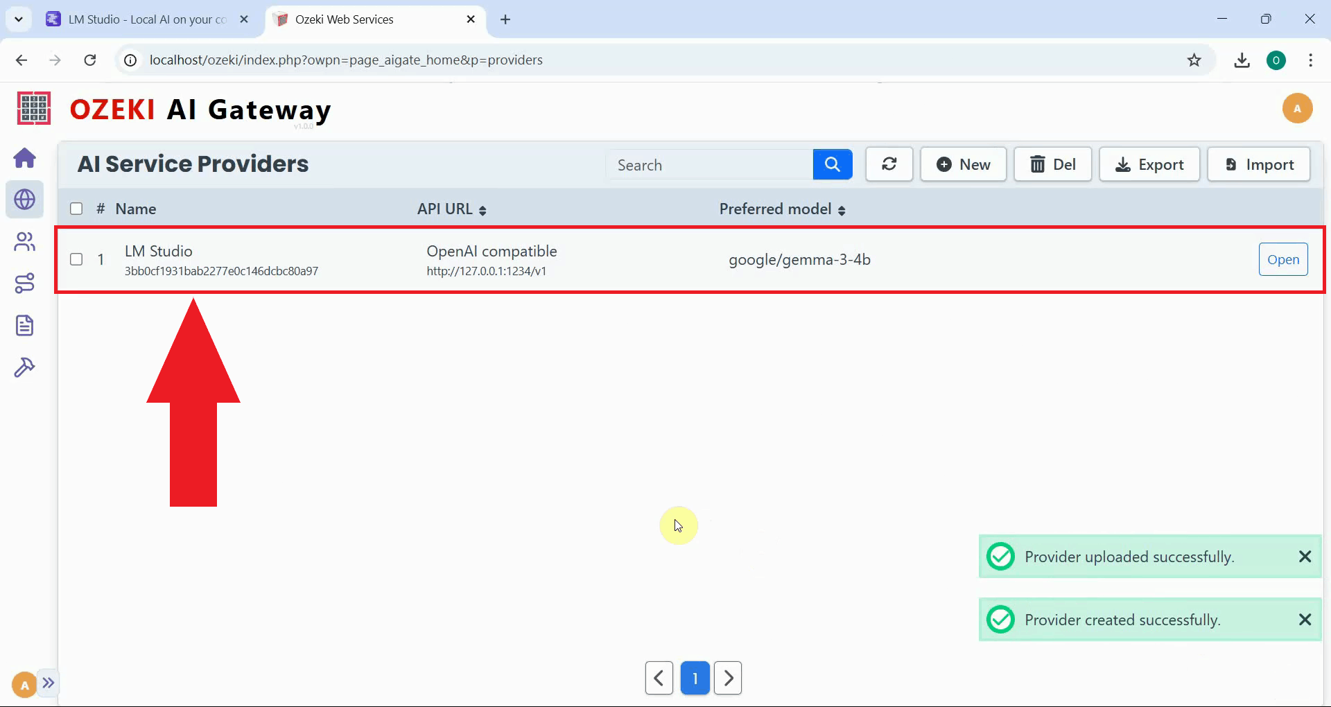 Provider created successfully