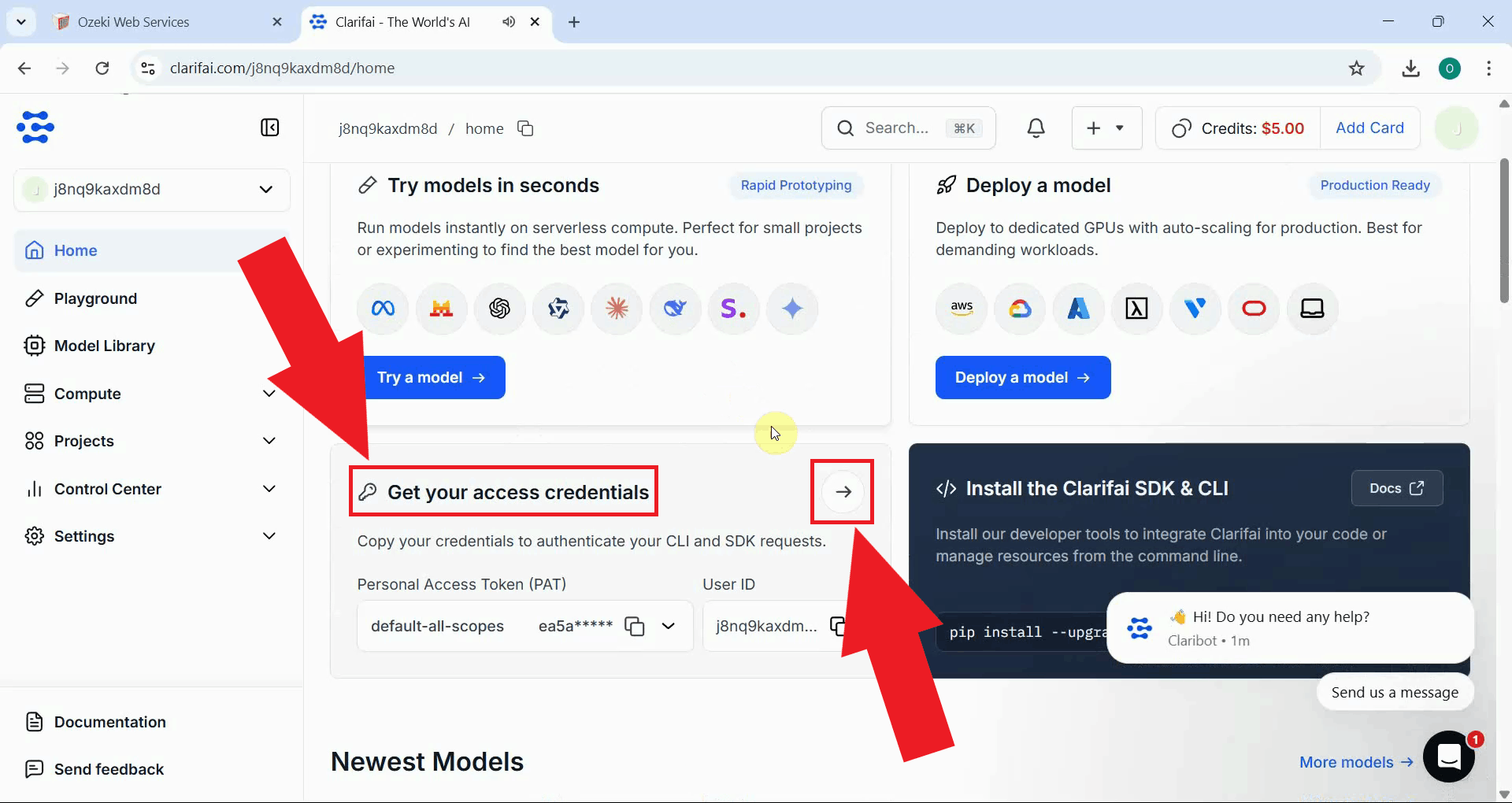 Navigate to Access Credentials
