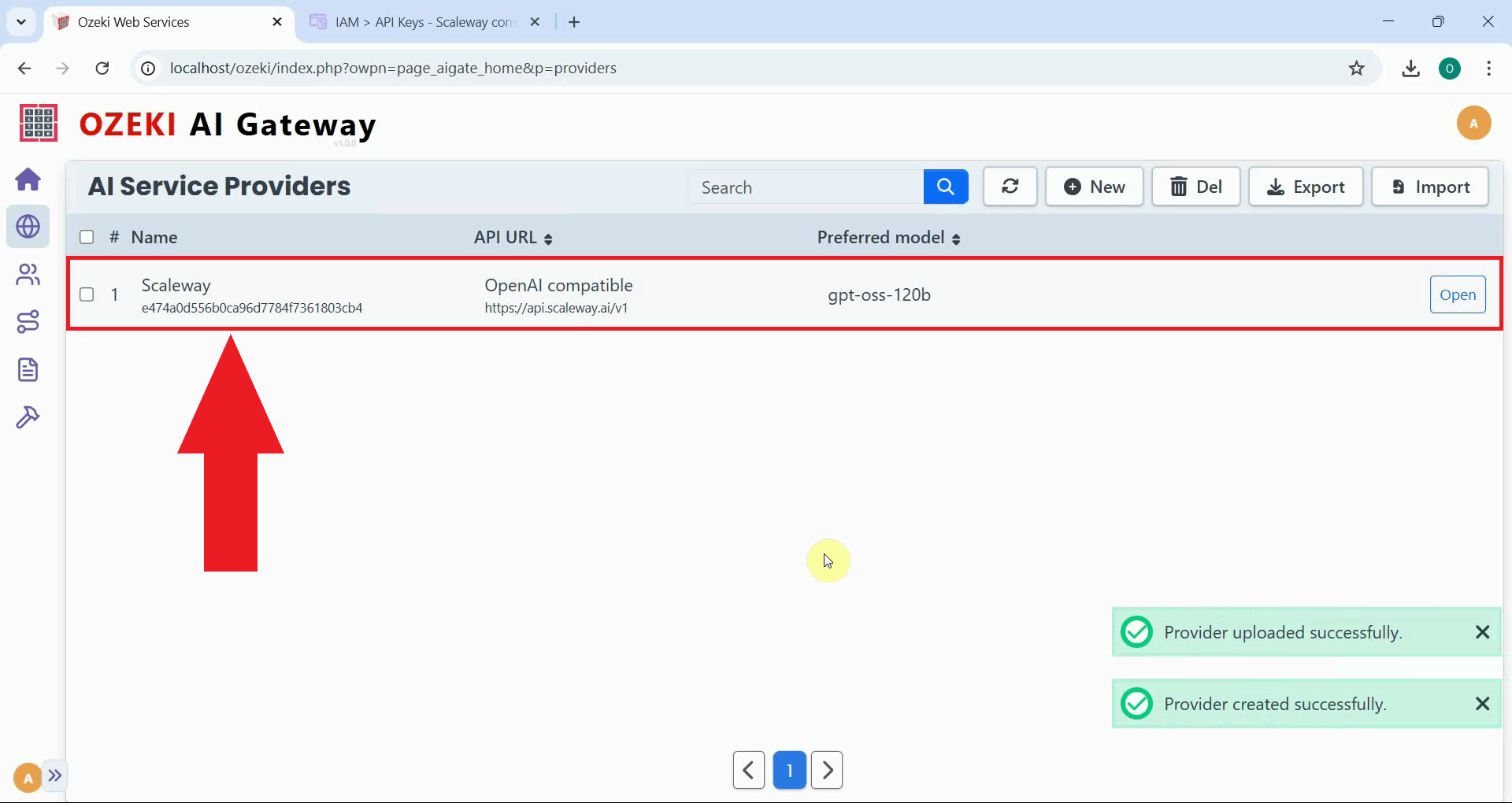 Provider created successfully