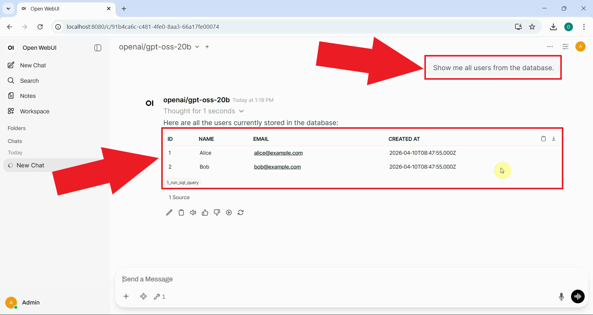Test the SQL query tool