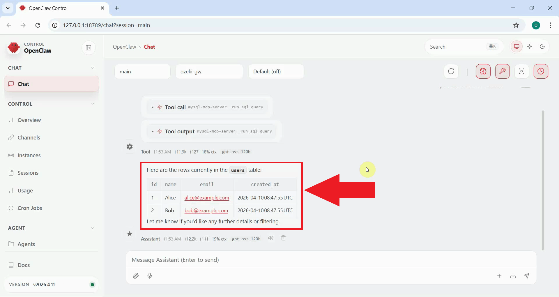 Query tool results