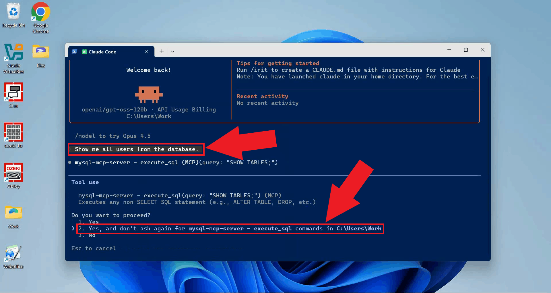 Test the SQL query tool