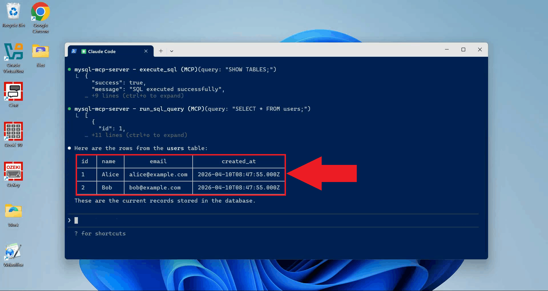 Query tool results