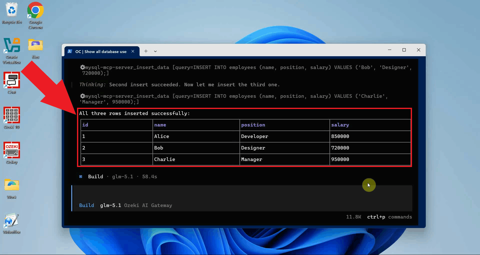 Test the insert data tool