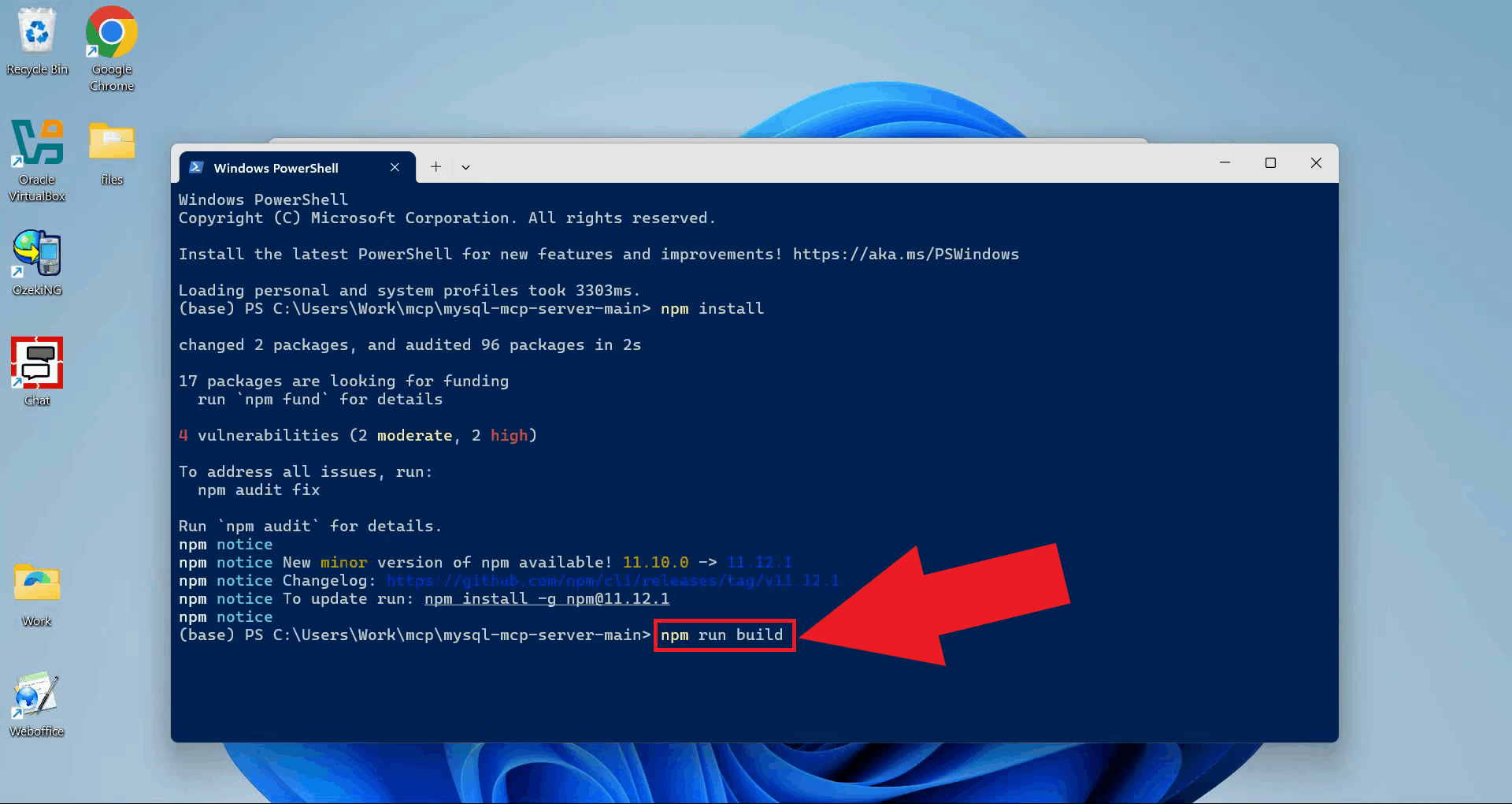 Run npm run build