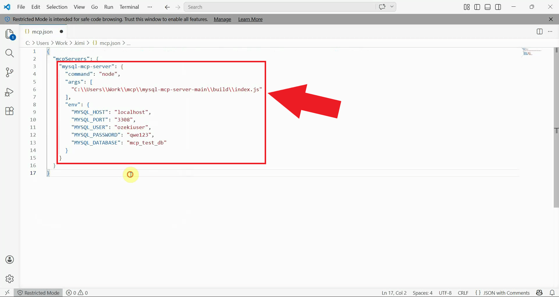 Add MySQL MCP server to the config