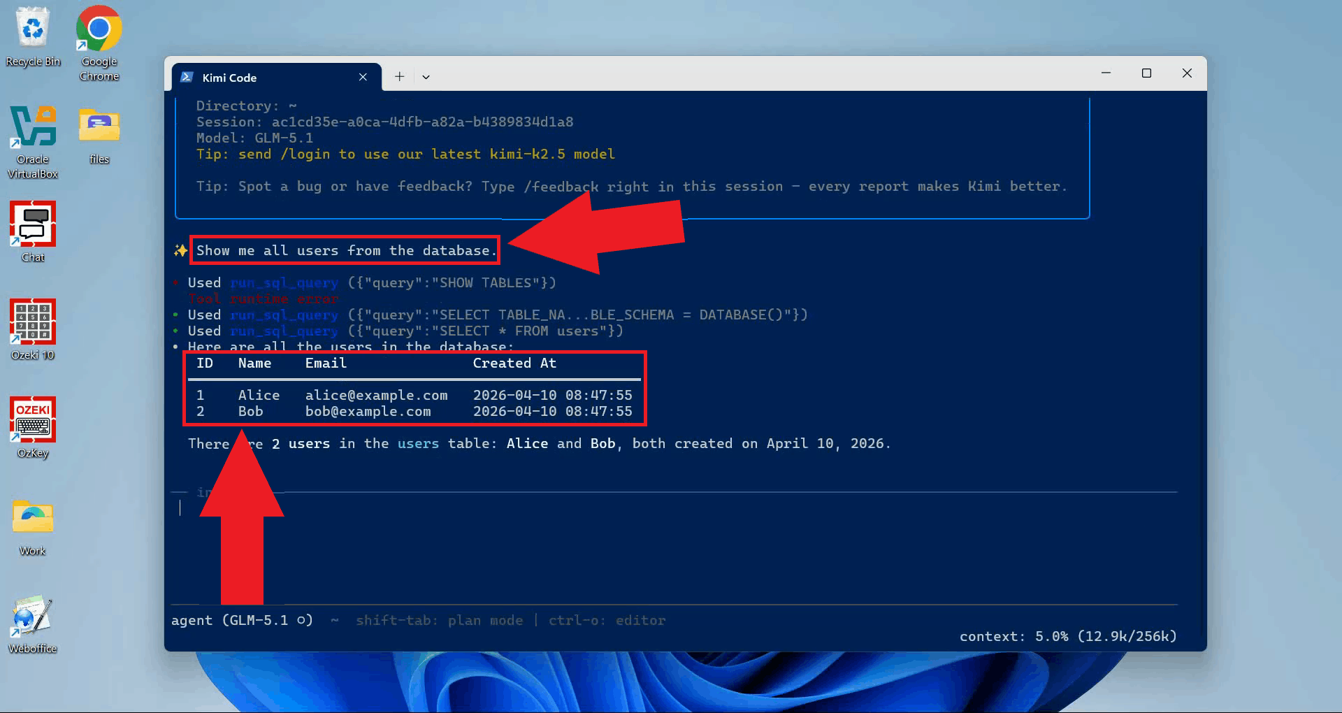 Test the SQL query tool