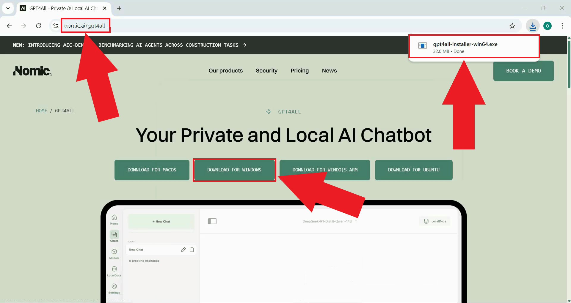 Download installer from GPT4All website