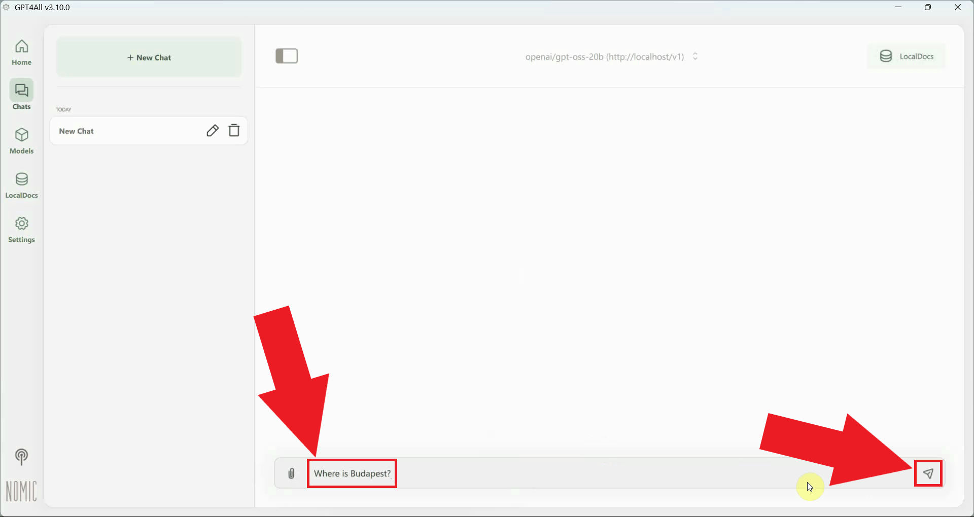 Send test prompt to LLM