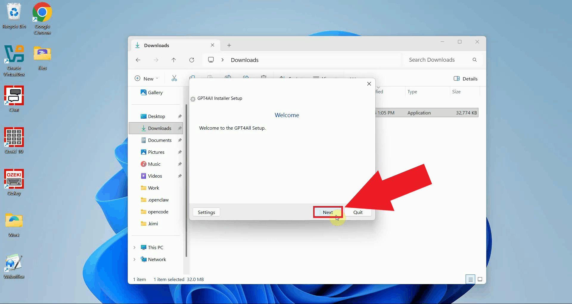 Installer welcome page