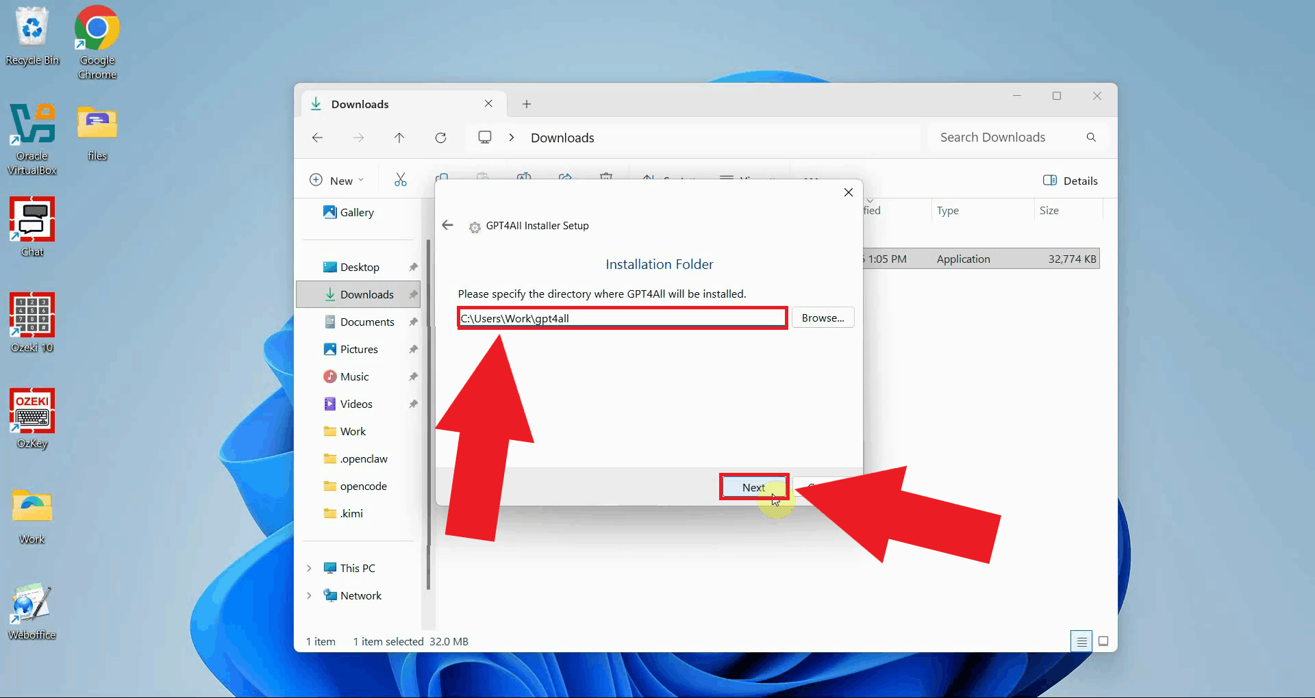 Choose installation folder