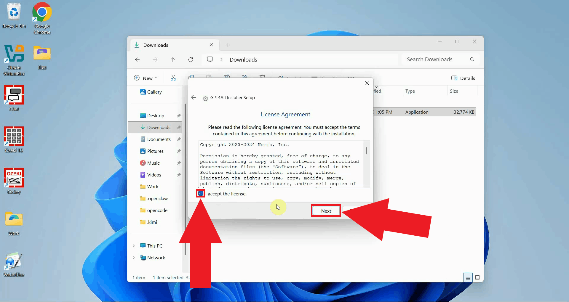 Accept license agreement