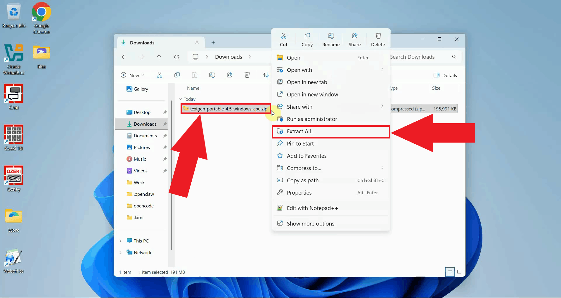 Extract the compressed ZIP folder