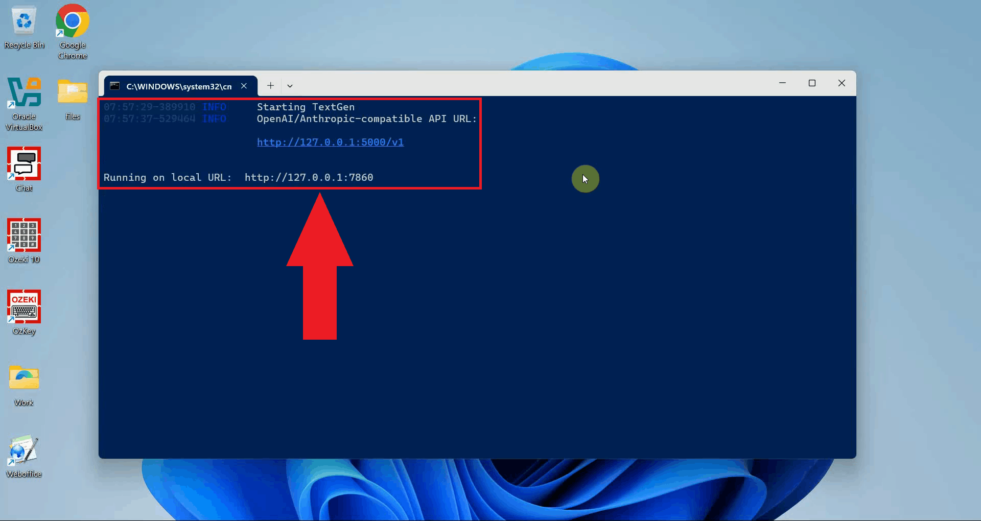 Wait for Text Generation Web UI to start