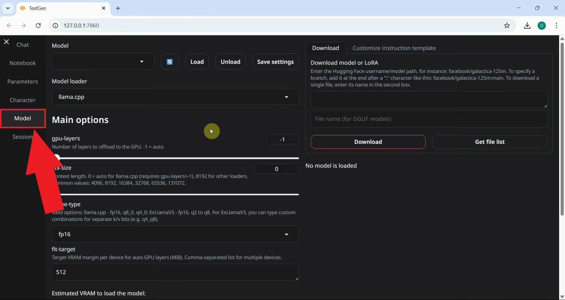 Open Models page from the left sidebar