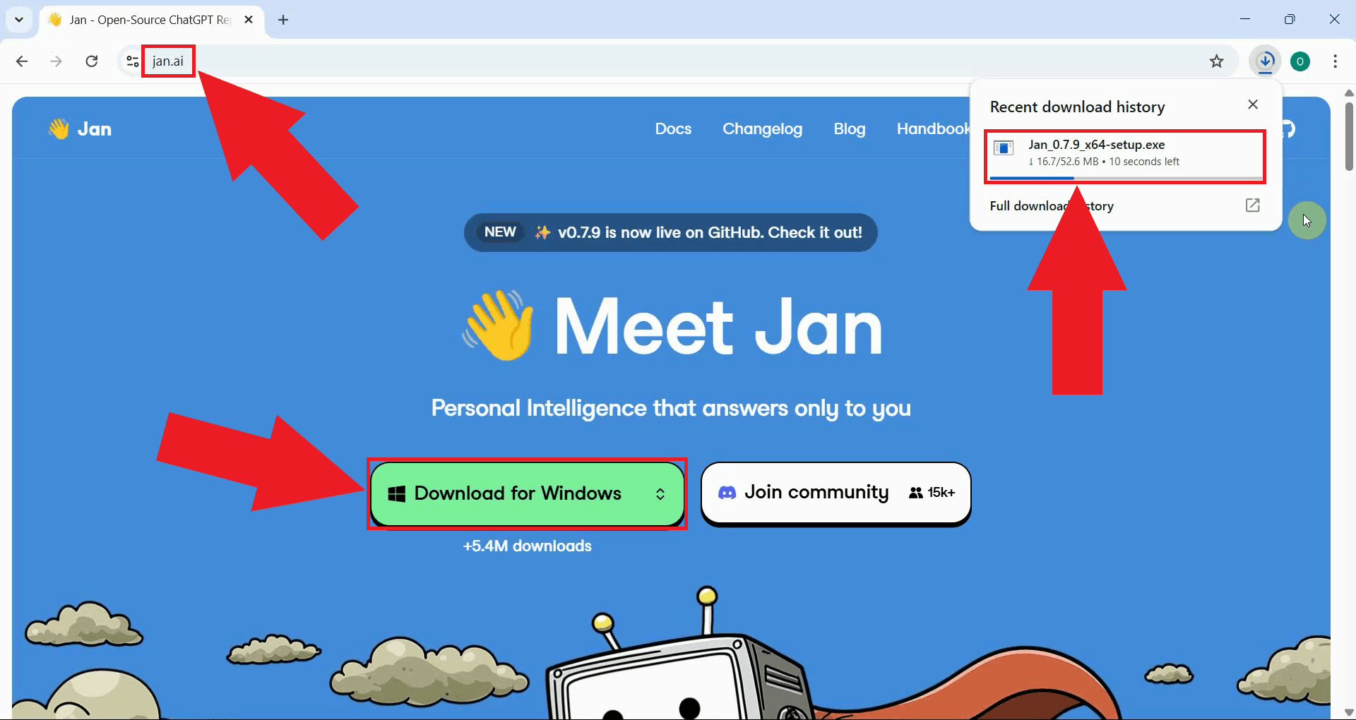 Download installer from Jan website