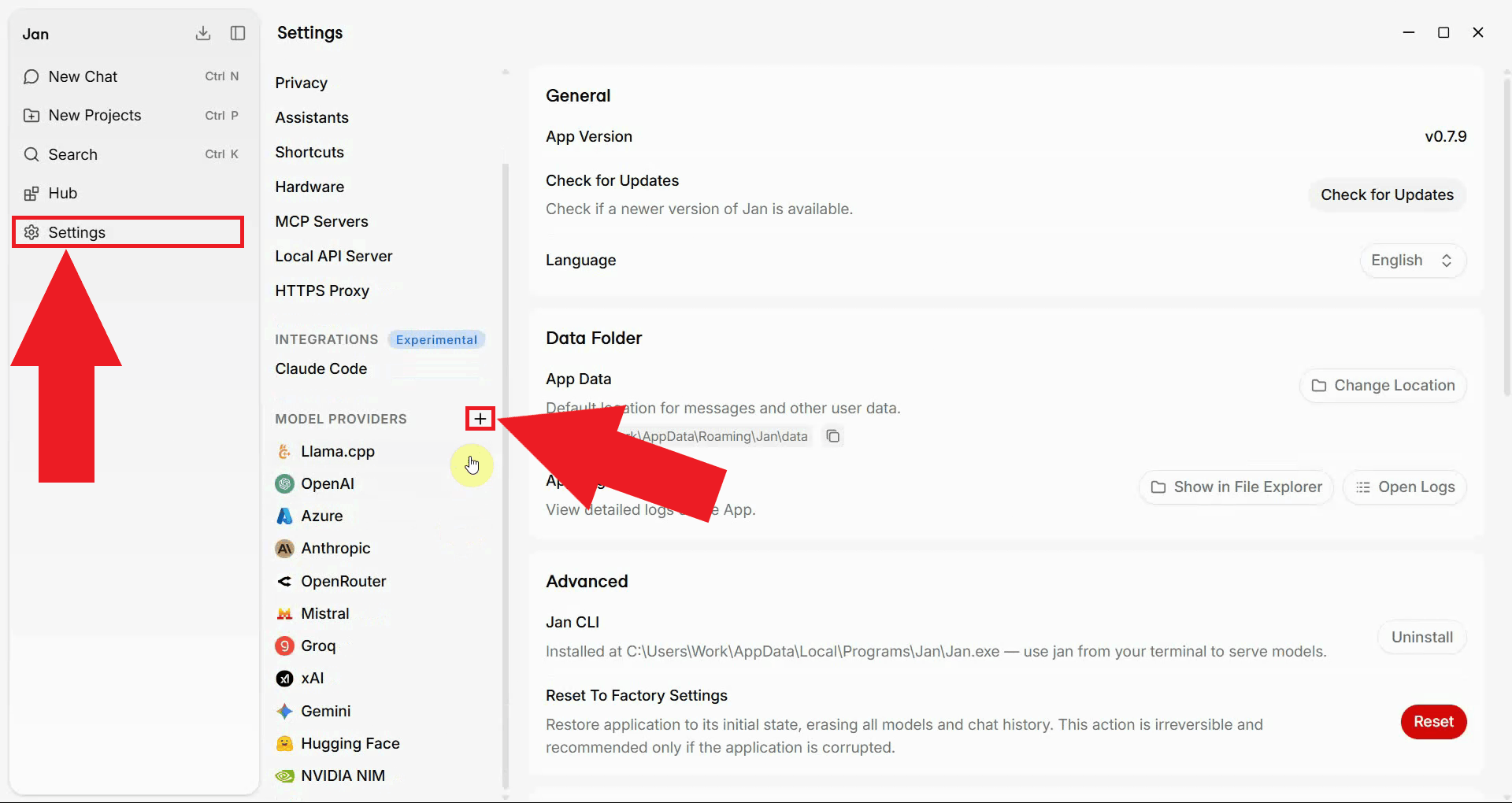 Open settings and add new provider