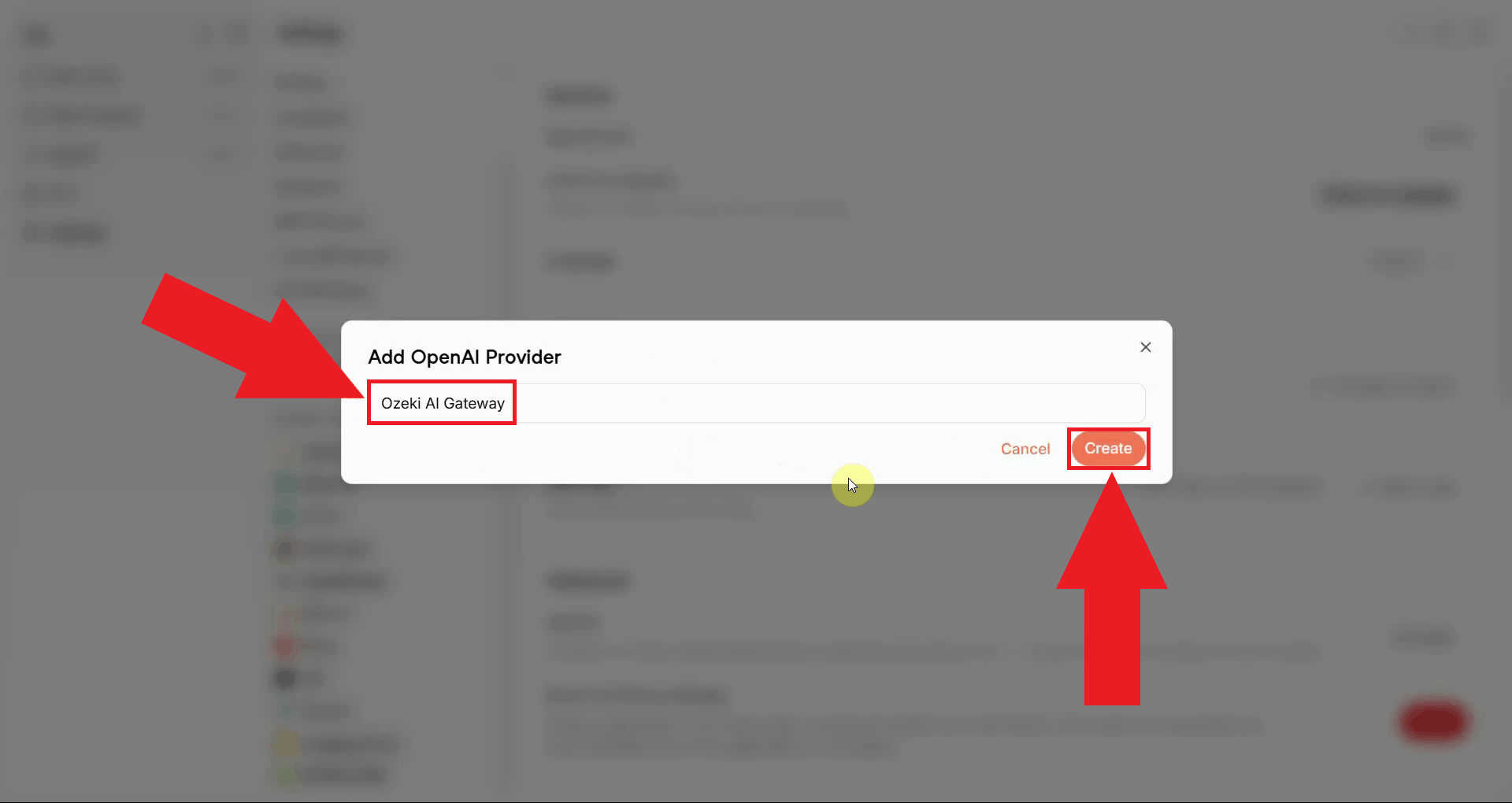 Enter provider name and press Create