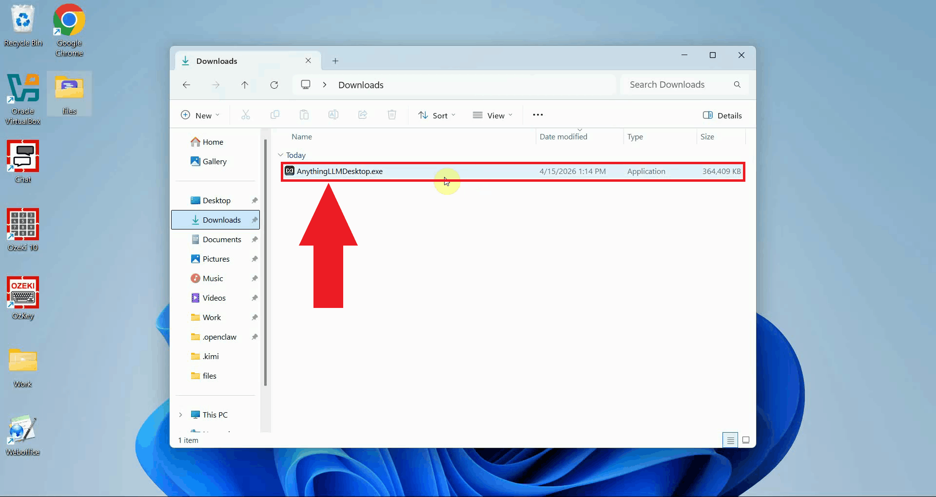 Start the AnythingLLM installer