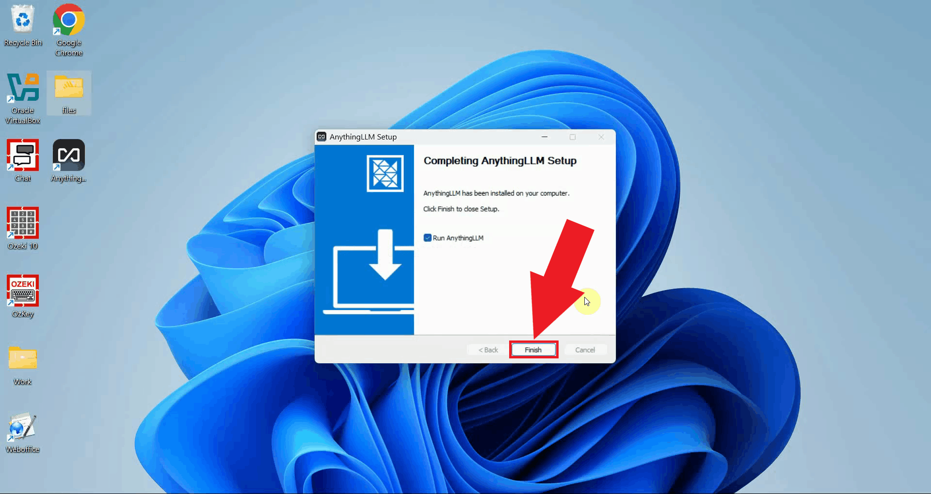 Click Finish to close the installer