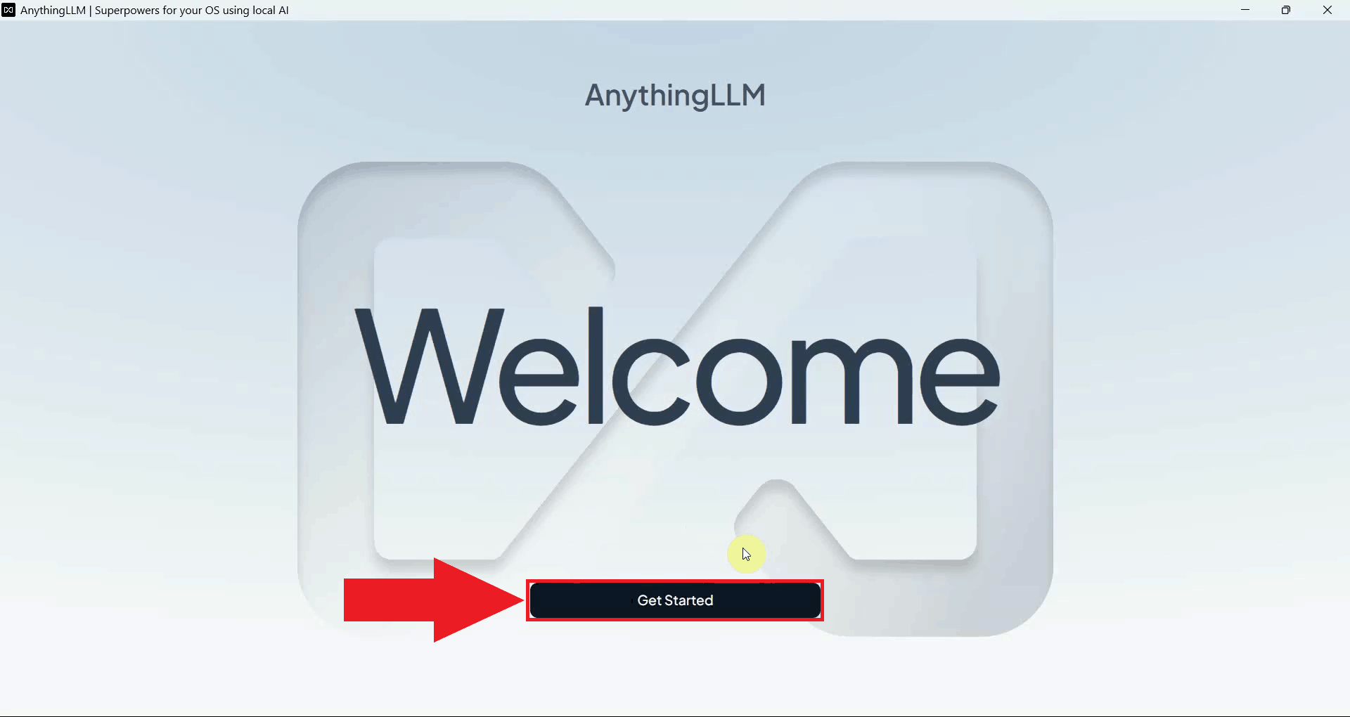 AnythingLLM welcome page