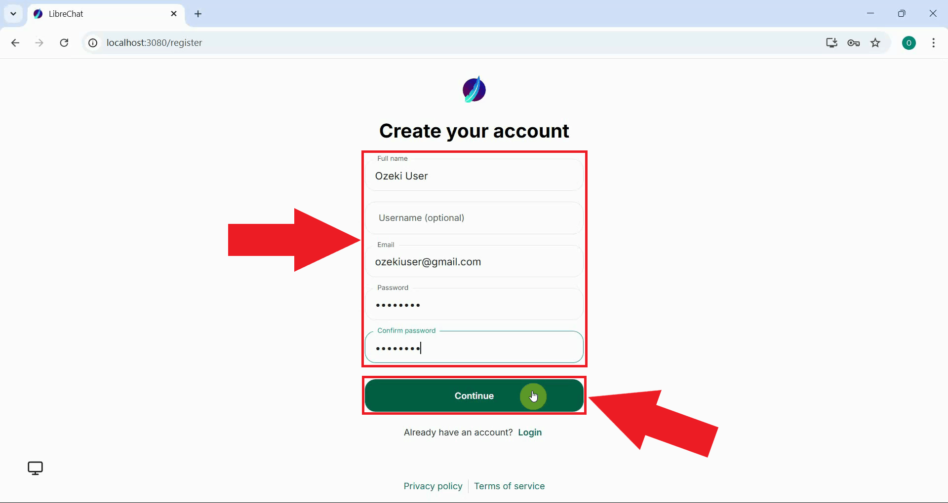 Register an account