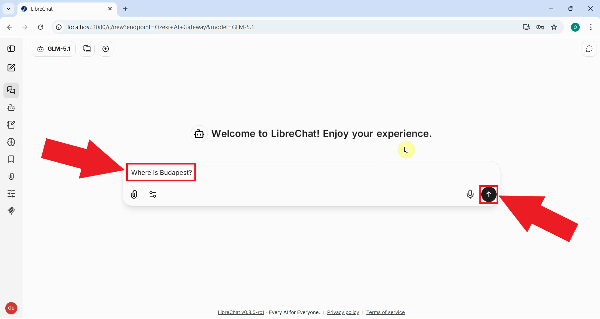 Send LLM a test prompt