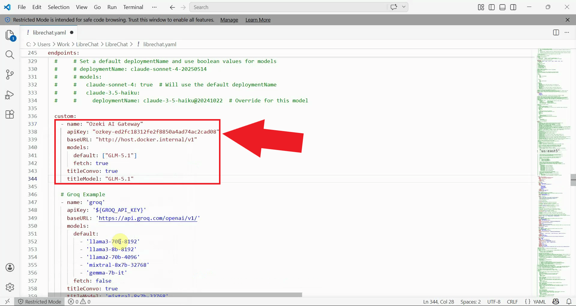 Add Ozeki AI Gateway to custom endpoints