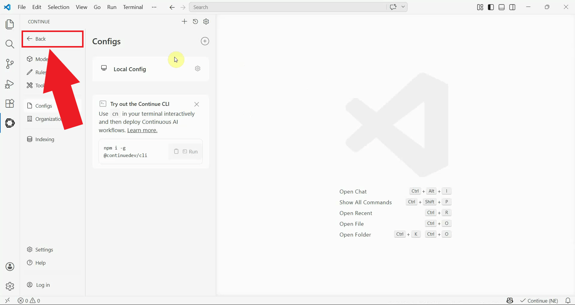 Exit from settings using back button