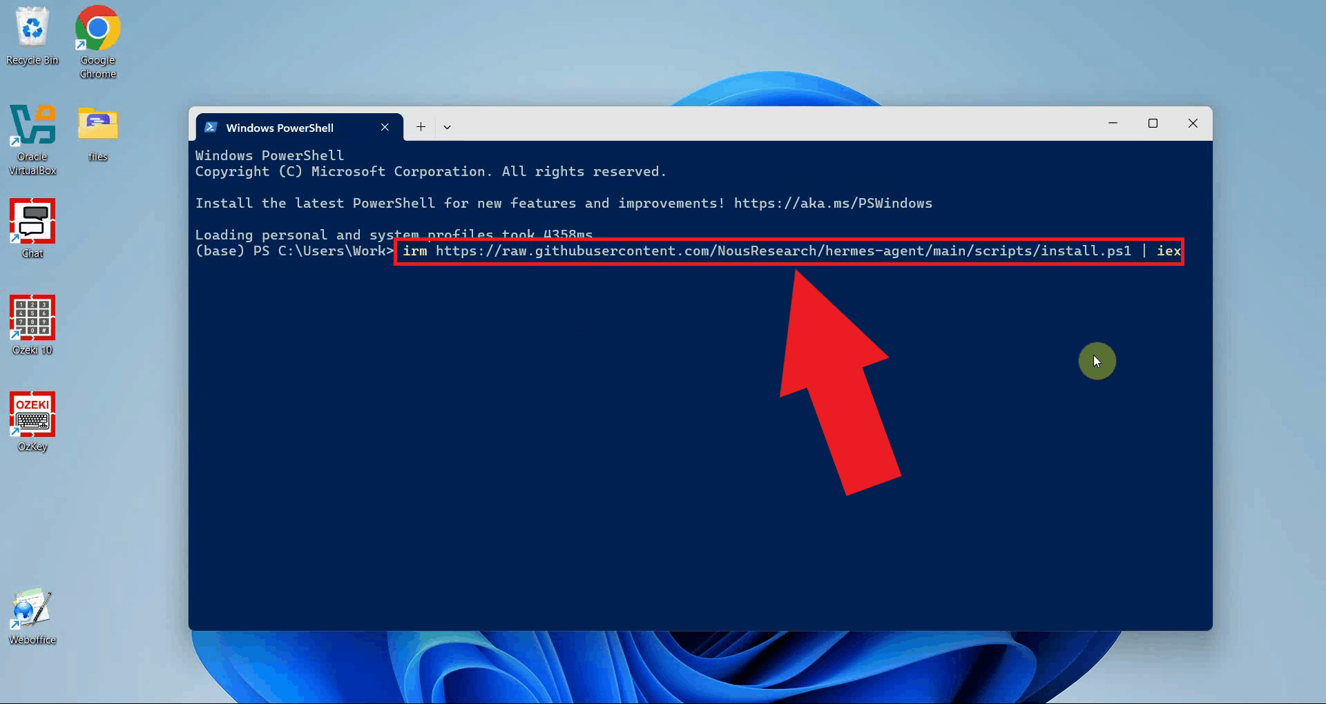 Paste and run the install command