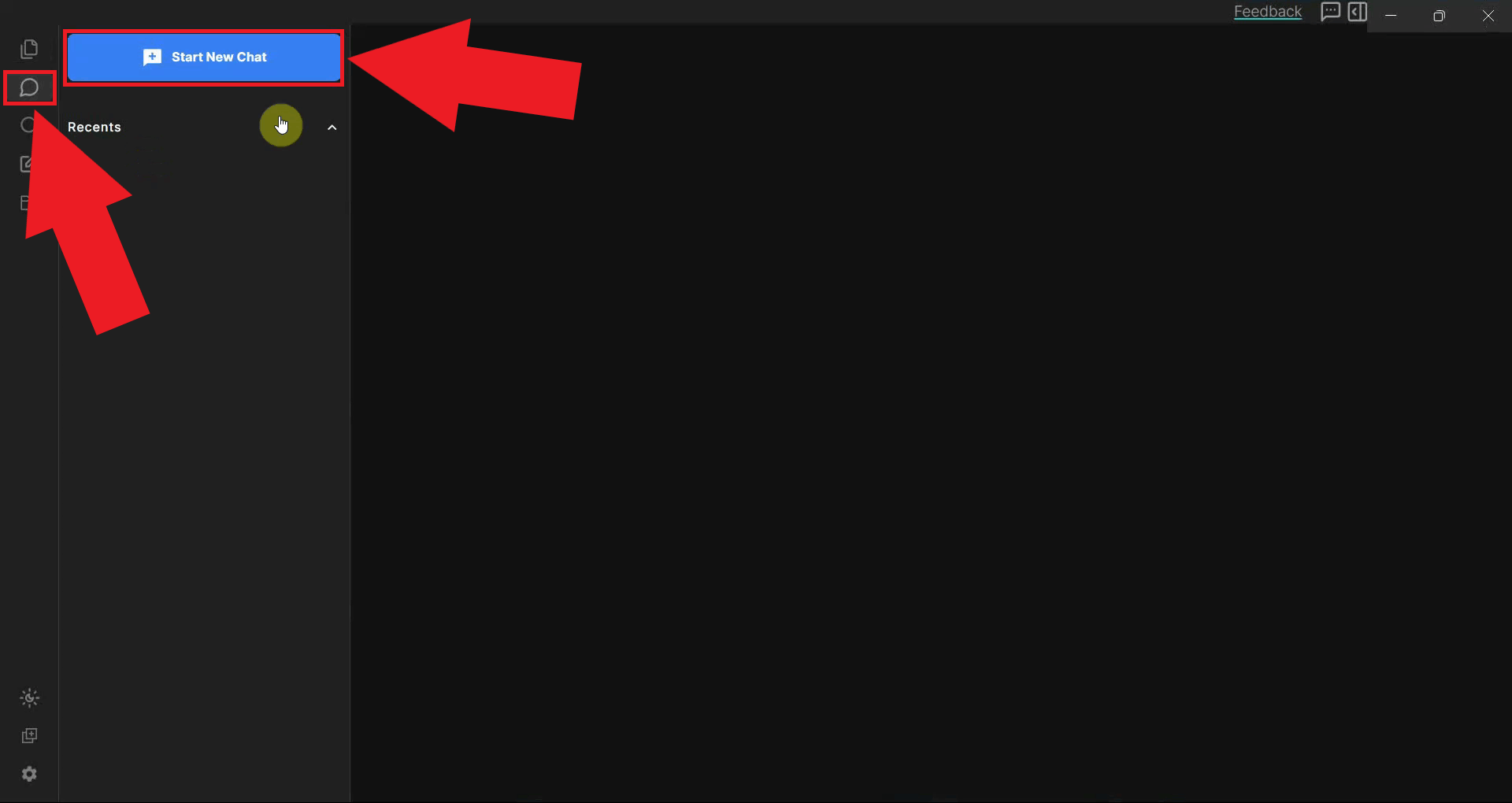Start a new chat in Reor