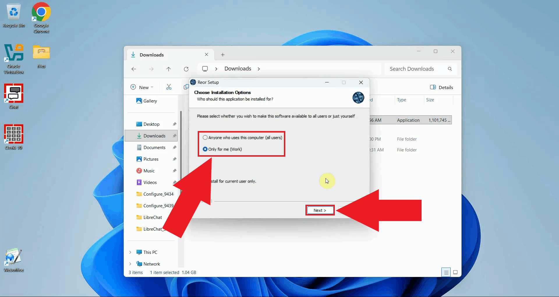 Choose installation options